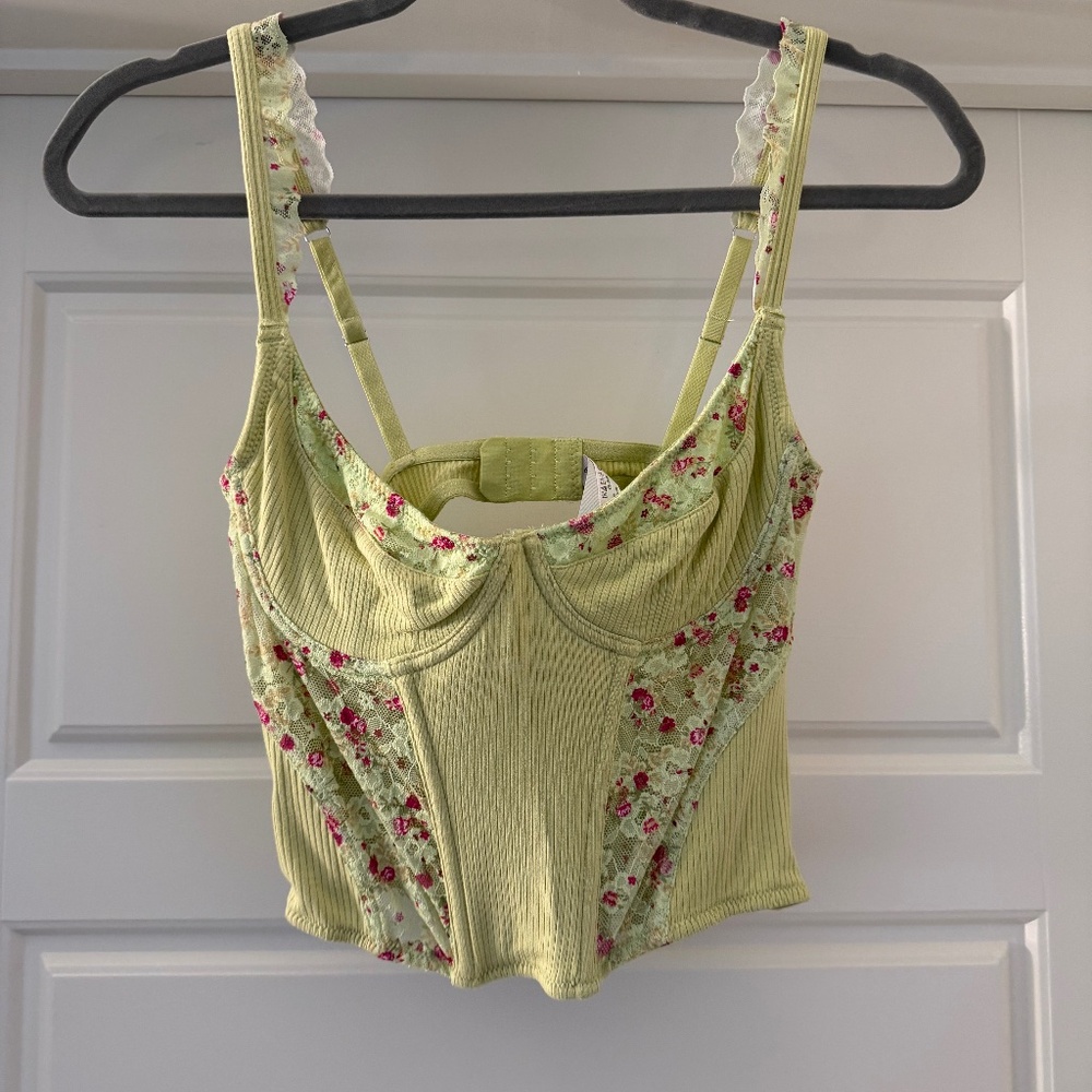 Green floral corset